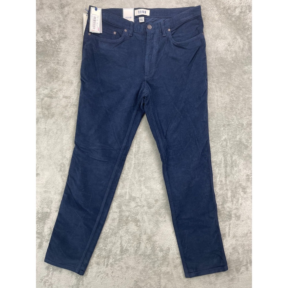 NWT ROWM Men's Corduroy Pants 34x34 (Real 34x33)‎ Navy Comfy Casual Office Work